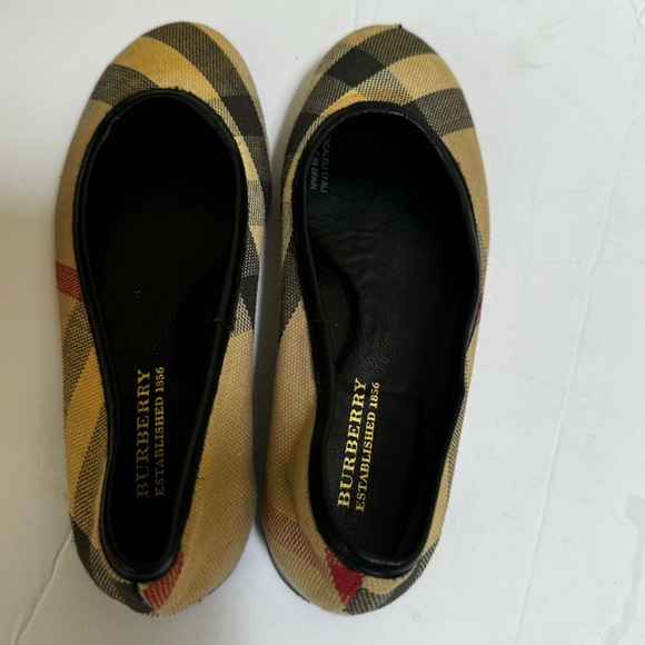 Burberry Adelle Nova Check Ballet Flats Shoes Leather Girls Cotton Logo Plaid 12 - Picture 4 of 16